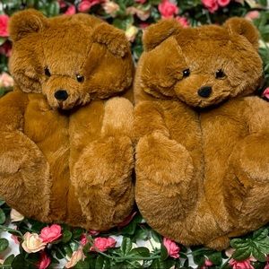 Brown teddy bear slippers plush slippers